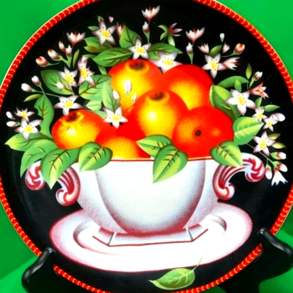 Decorative Fruit Plate Set - Black with Multicolor Design - Picture 5 of 11